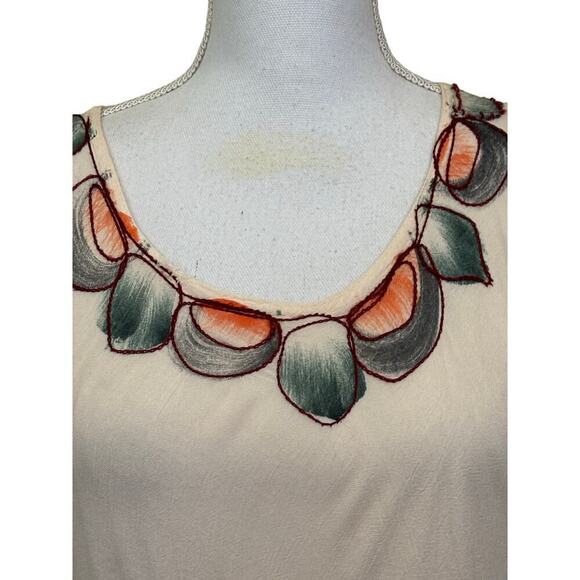 Cream‎ painted sundress, large, bohemian, resortwear, artsy, festival, vacation - Picture 4 of 7